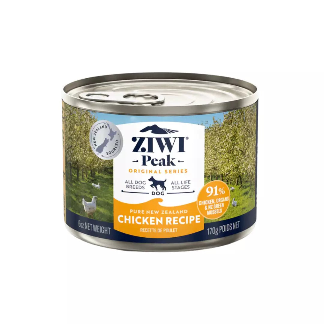 Pieni ZiwiPeak kana koiran märkäruokatölkki.