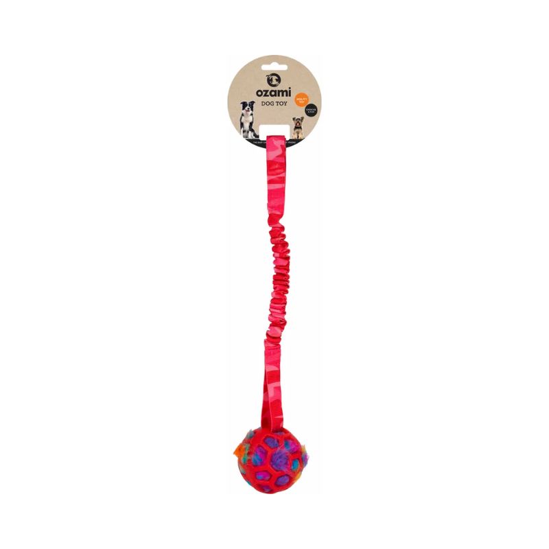 Ozami Play-n-tug joustava vetolelu pallolla 50 cm, pinkki