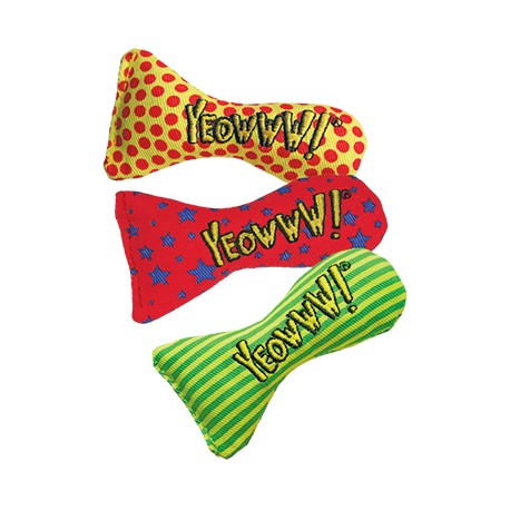 Kuvioituja Yeowww! sardiini kissanminttuleluja.