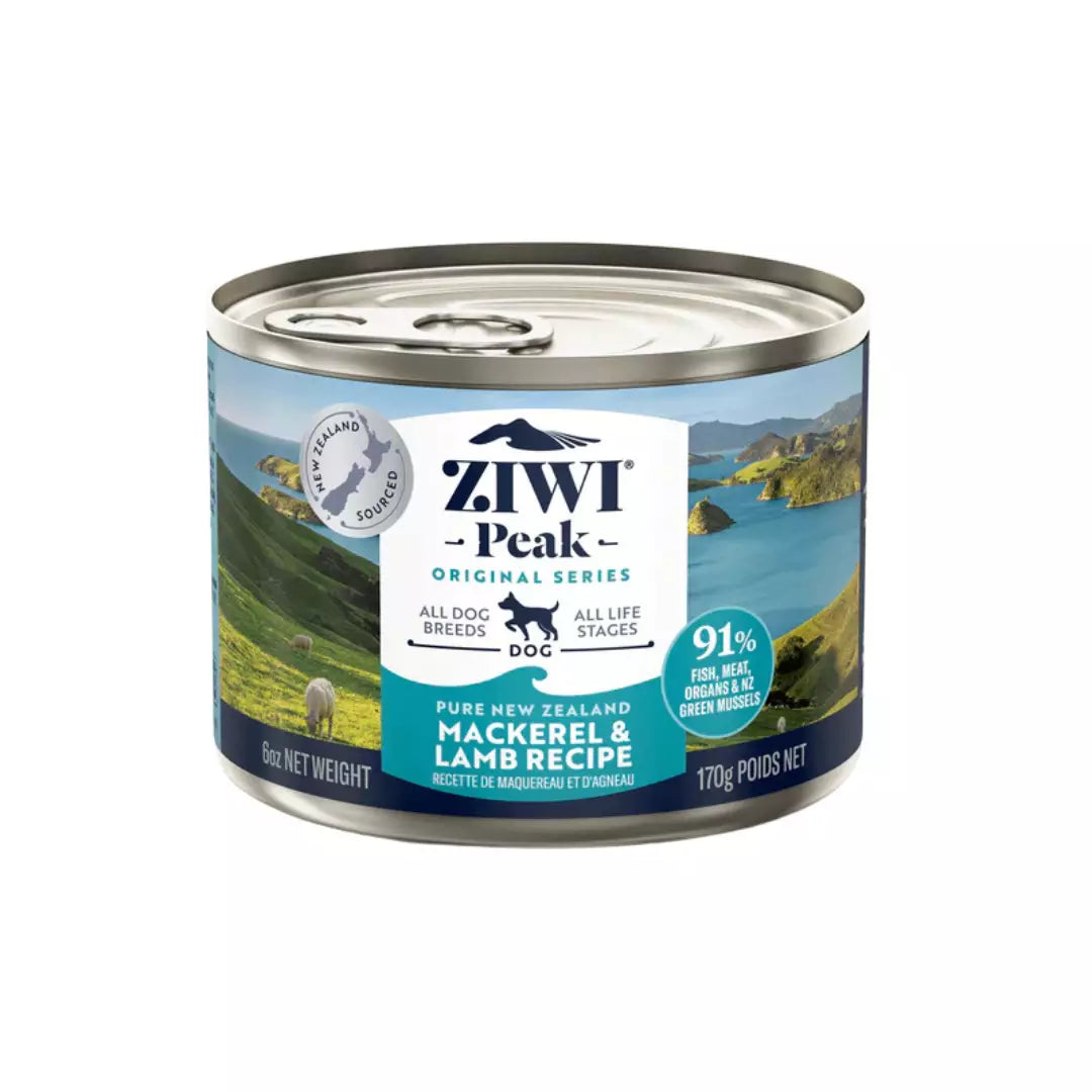 ZiwiPeak makrilli ja lammas pieni märkäruokatölkki.