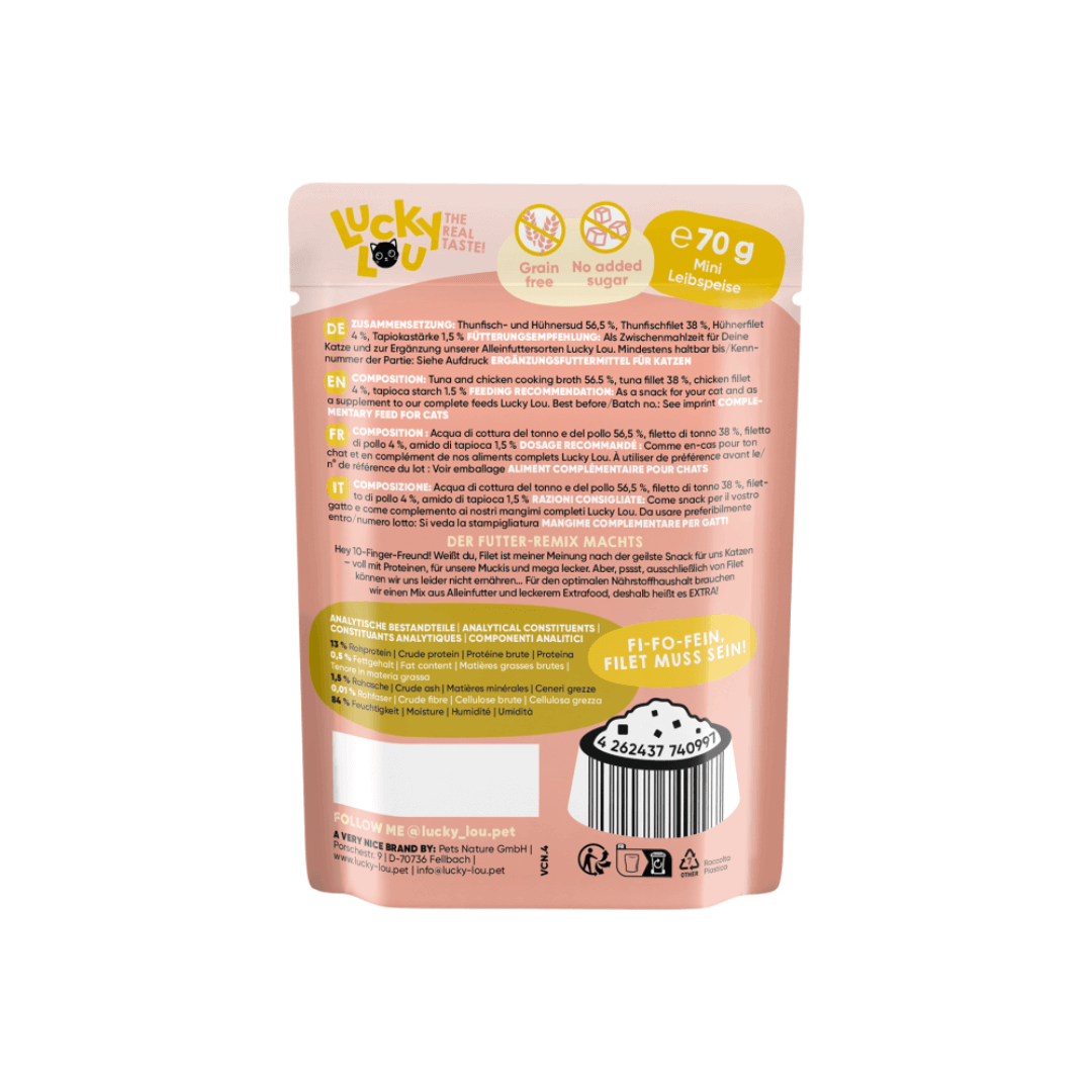 Lucky Lou Extra kana ja tonnikalafilee hyytelössä 70 g