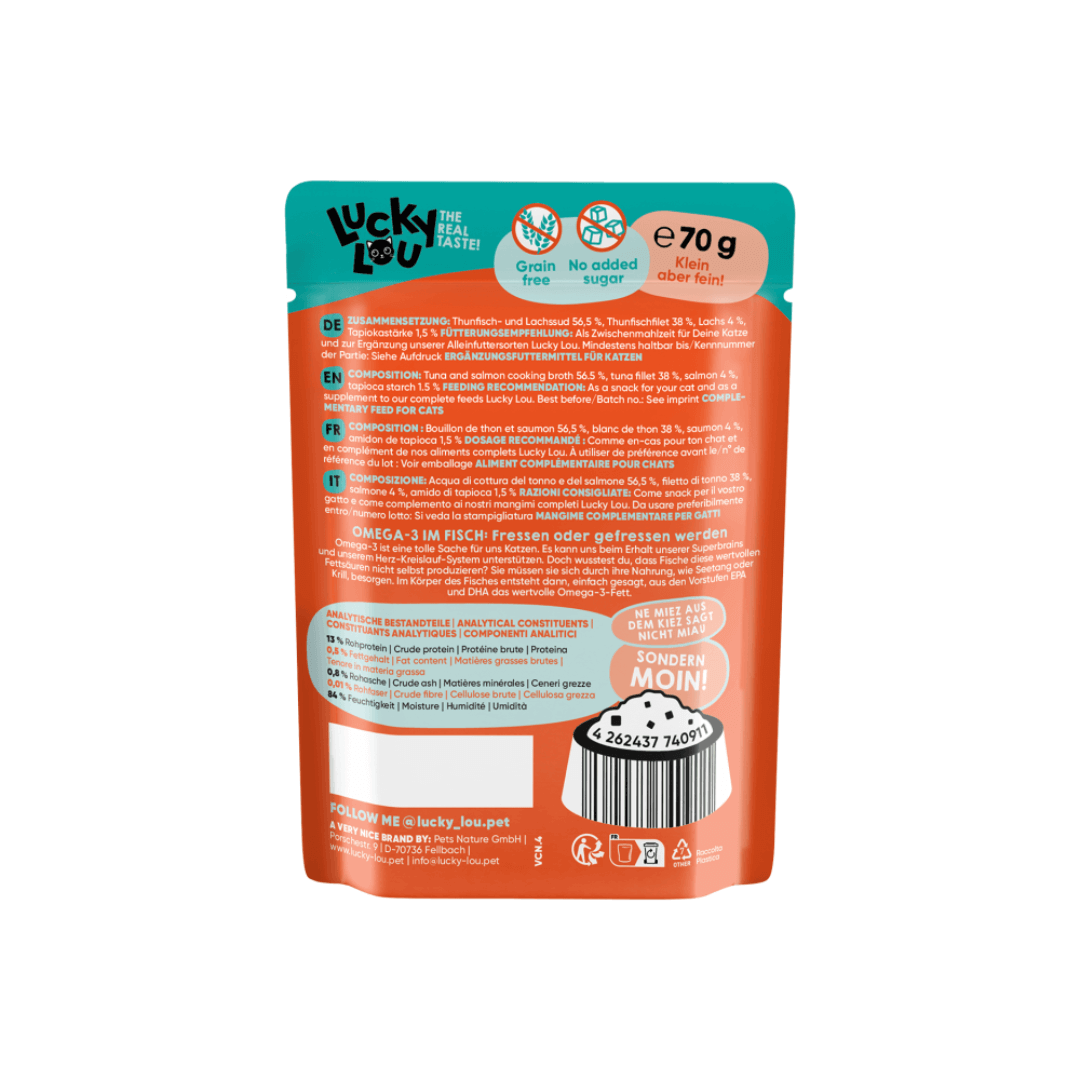 Lucky Lou Extra tonnikala ja lohi kastikkeessa 70 g