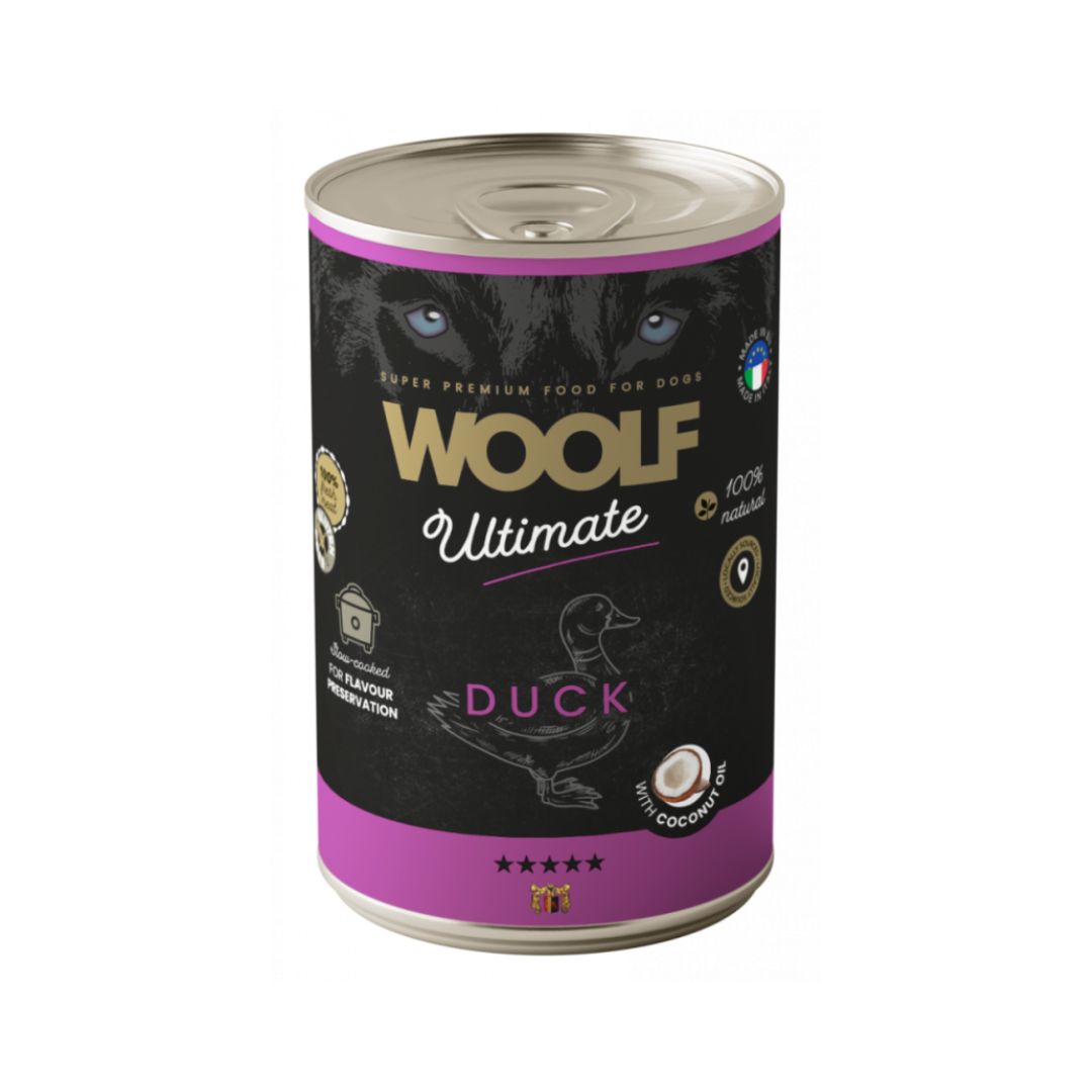 Woolf Ultimate Canned Dogfood - ankka & kookosöljy, 400g