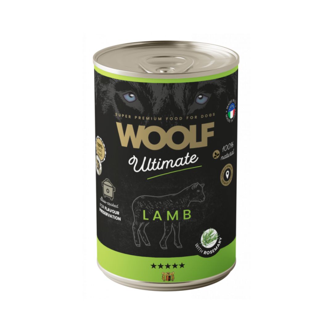 Woolf Ultimate Canned Dogfood - lammas & rosmariini, 400g