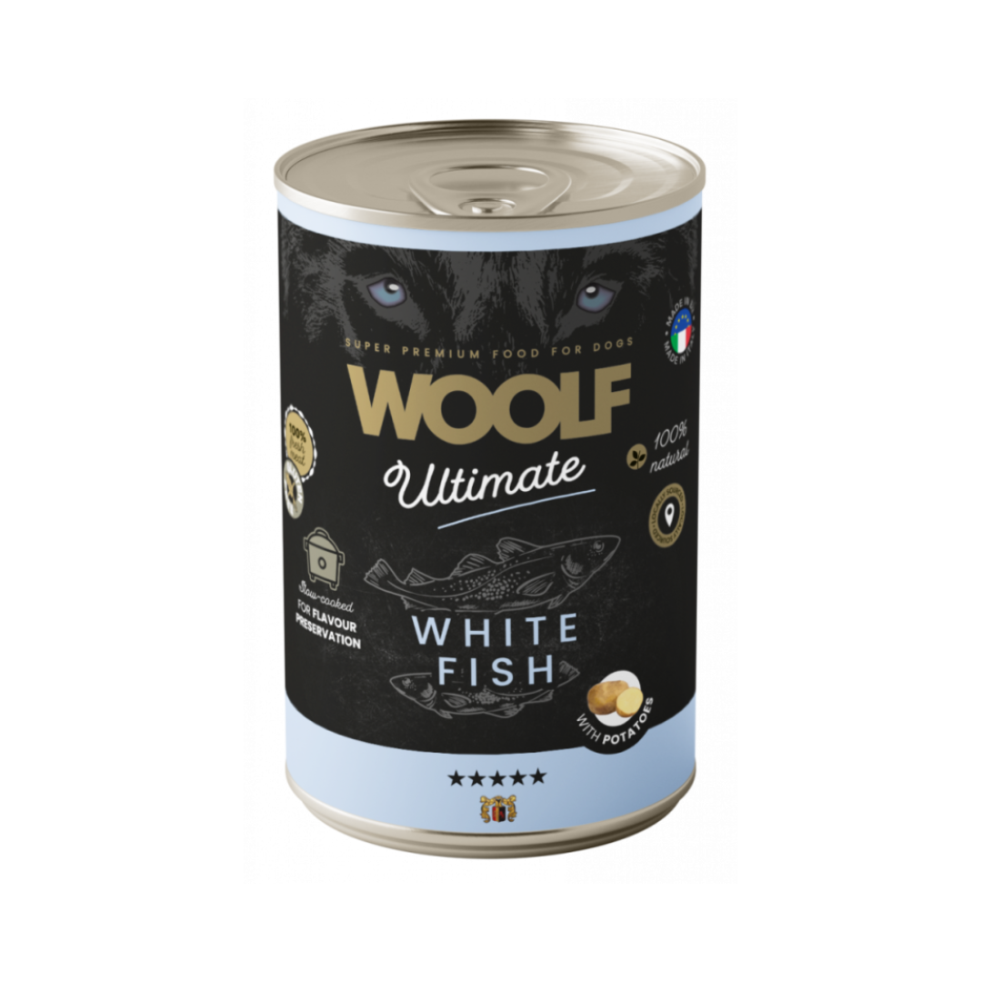 Woolf Ultimate Canned Dogfood - Valkoinen kala & peruna, 400g