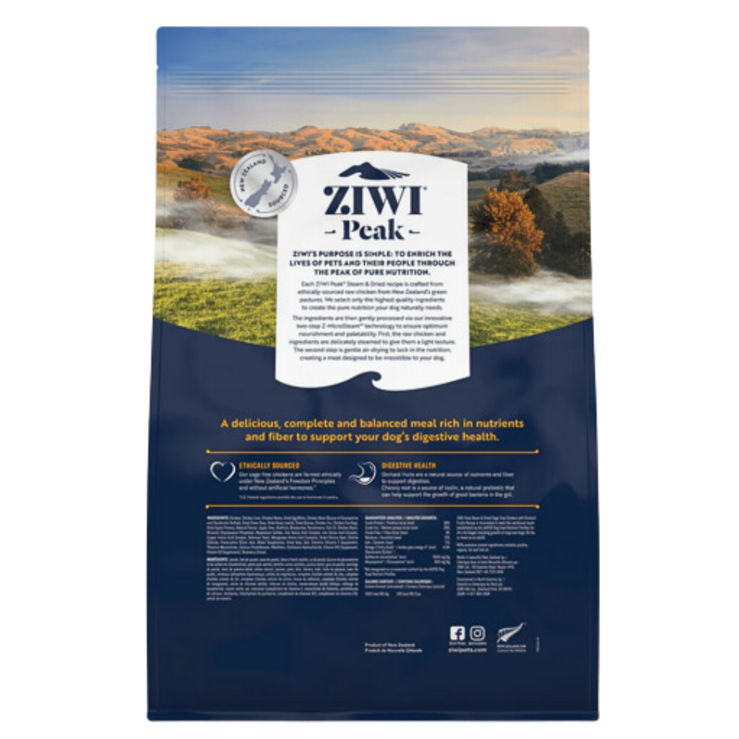 ZiwiPeak kana-koiranruokapussin ainesosaluettelo.