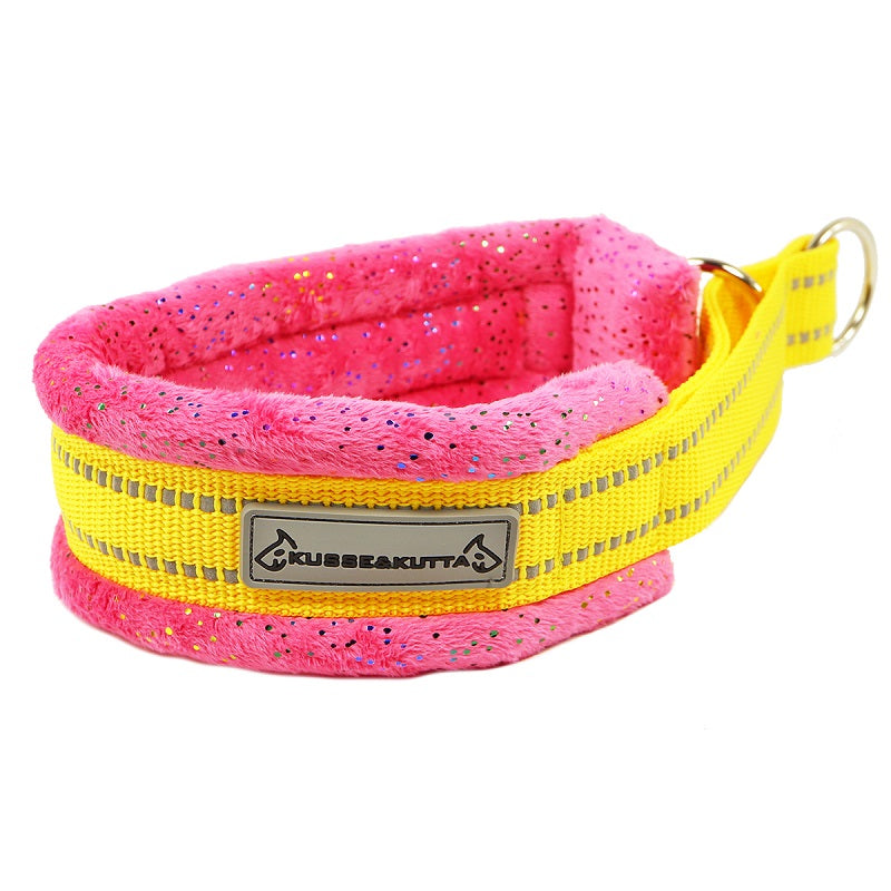 Kusse&Kutta Pehmo puolikuristava kaulapanta, pinkki kimalle