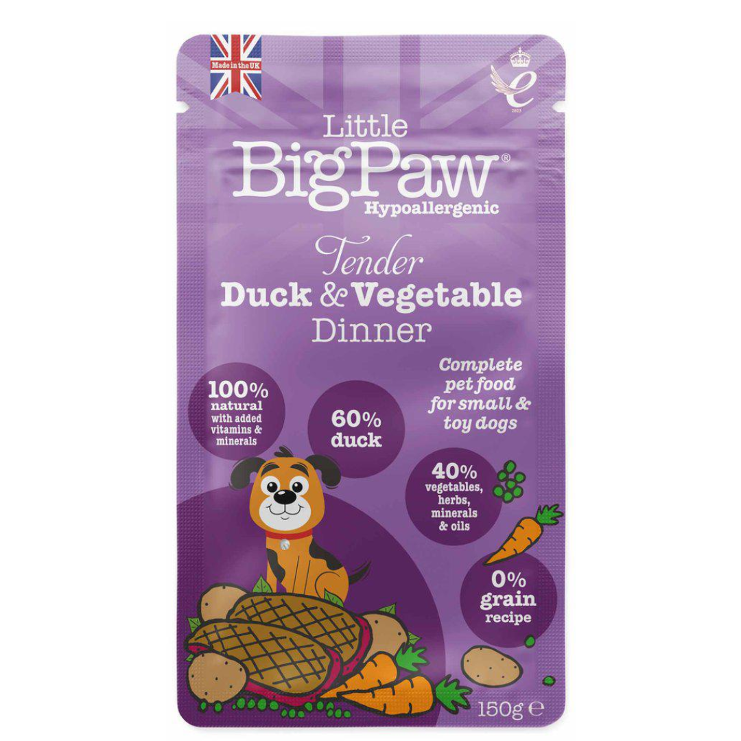 Little BigPaw Tender Duck & Vegetable Dinner 150 g koiran märkäruoka pussi