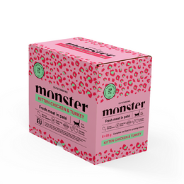 Monster Cat Kitten Kana-kalkkuna 8 x 85 g kissanpennun märkäruoka